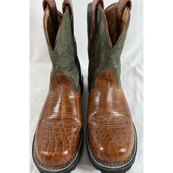 Ariat Fatbaby Cowboy Women's sz 9.5 Western Cowboy Brown Green Leather Boots~EUC - Picture 7 of 16